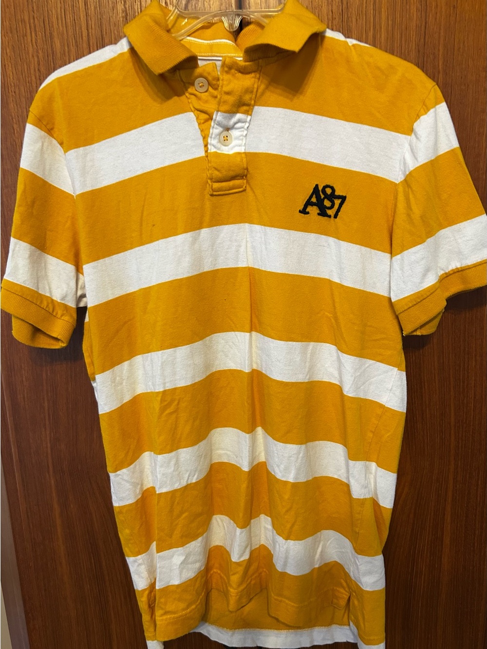Aeropostale Men’s Yellow & White Striped Polo